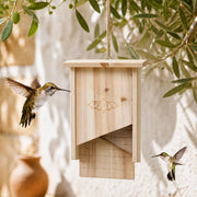 Birdhouse semi-open in wood with front sloping