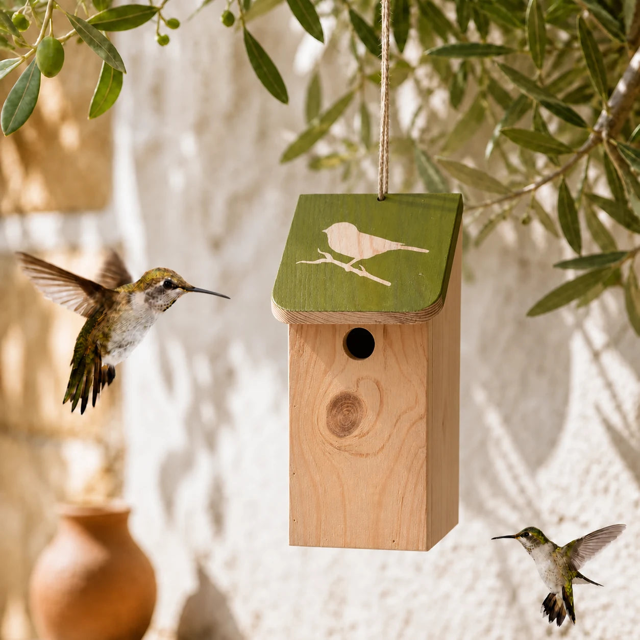 Birdhouse in pine stencil