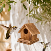 Birdhouse style rustic in wood brown size 17,2 × 17,2 × 17,2 cm