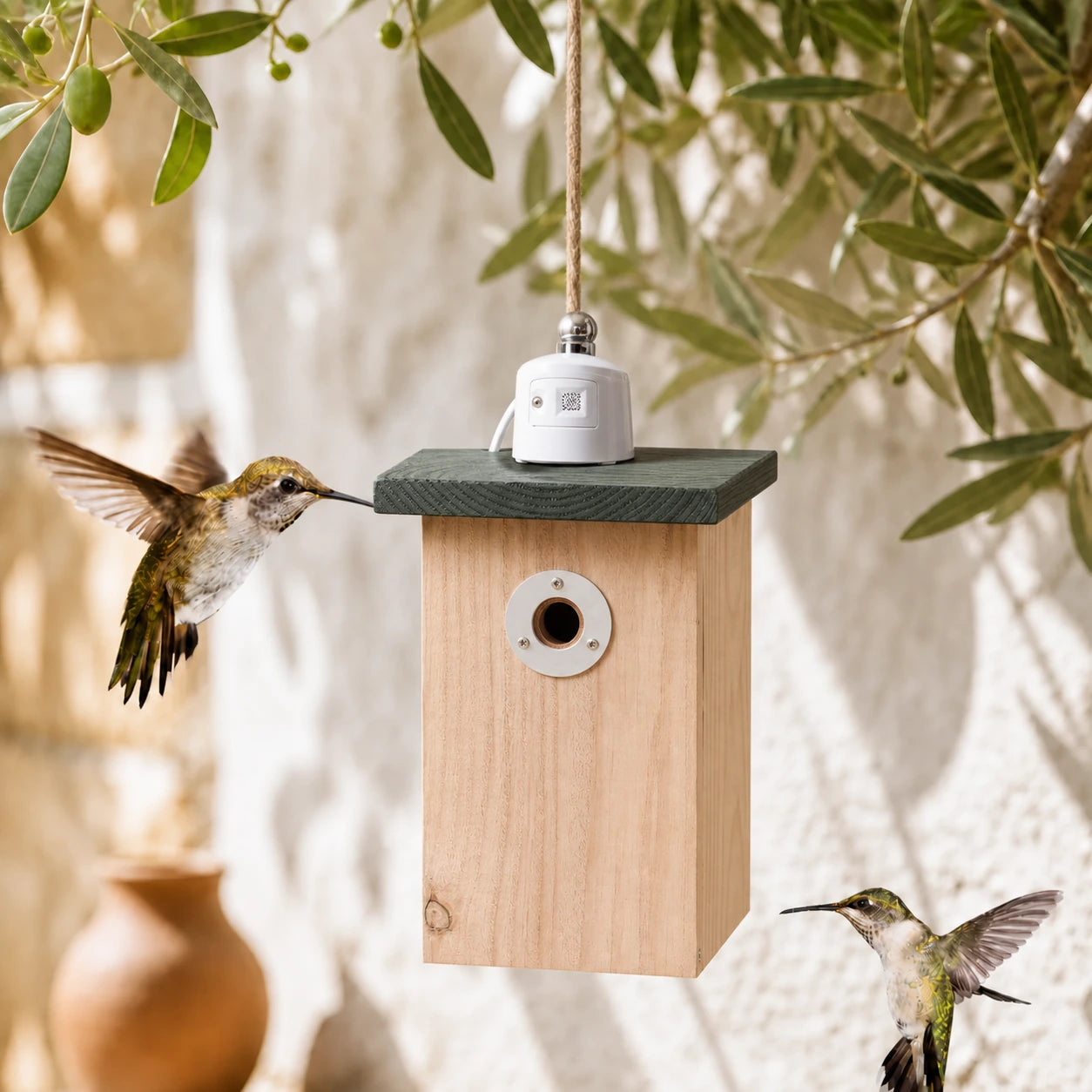 Birdhouse connected faceted with ring white