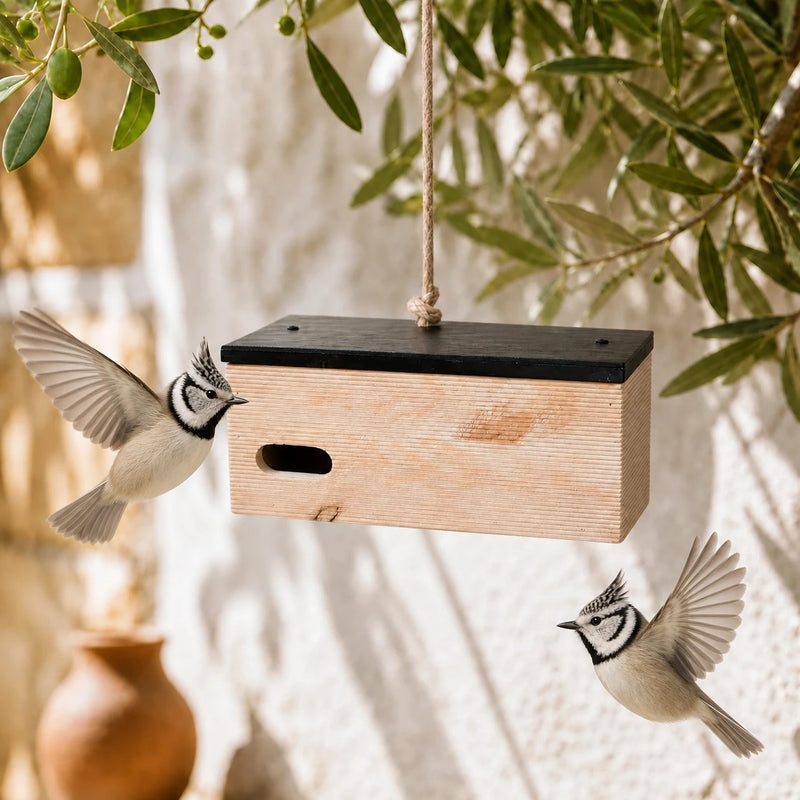Birdhouse wall-mounted with entrance horizontale
