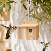 Birdhouse in wood brown size 21 × 13 × 13 cm