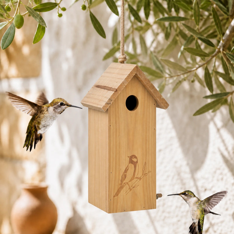 Birdhouse engraved with entrance 32 mm