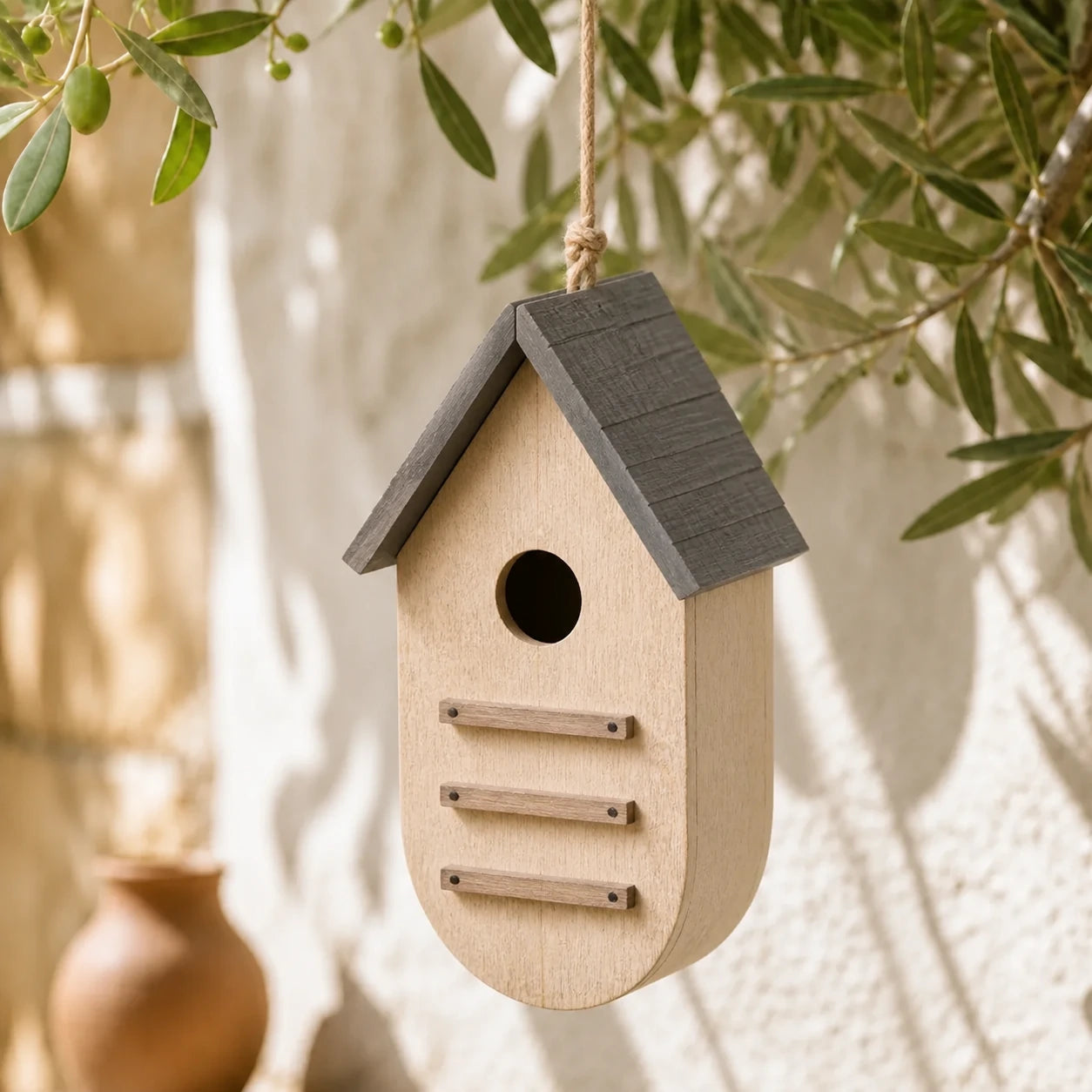 Birdhouse woven hanging in shape of L