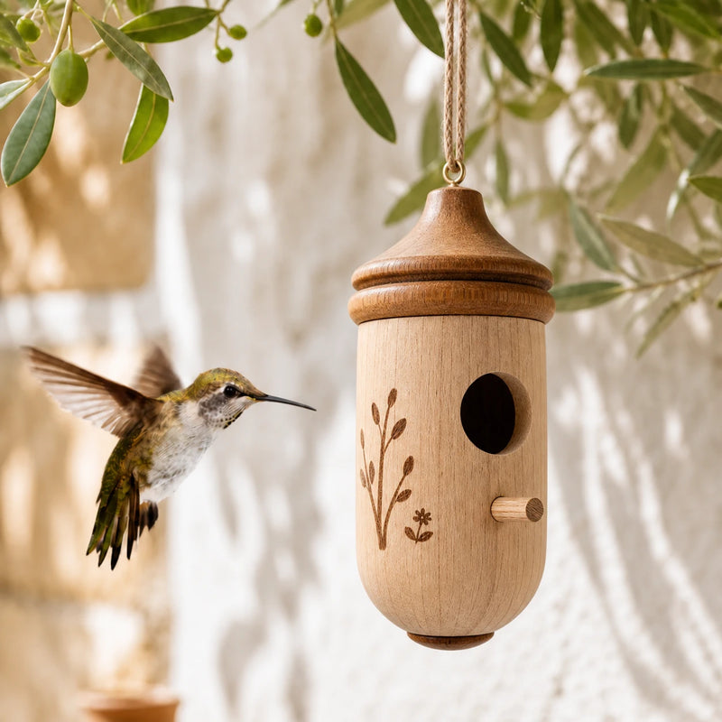 Birdhouse acorn hummingbird