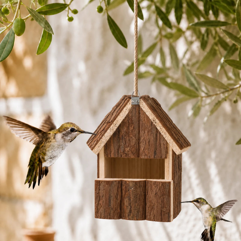 Birdhouse in pine brown size 30 × 40 cm