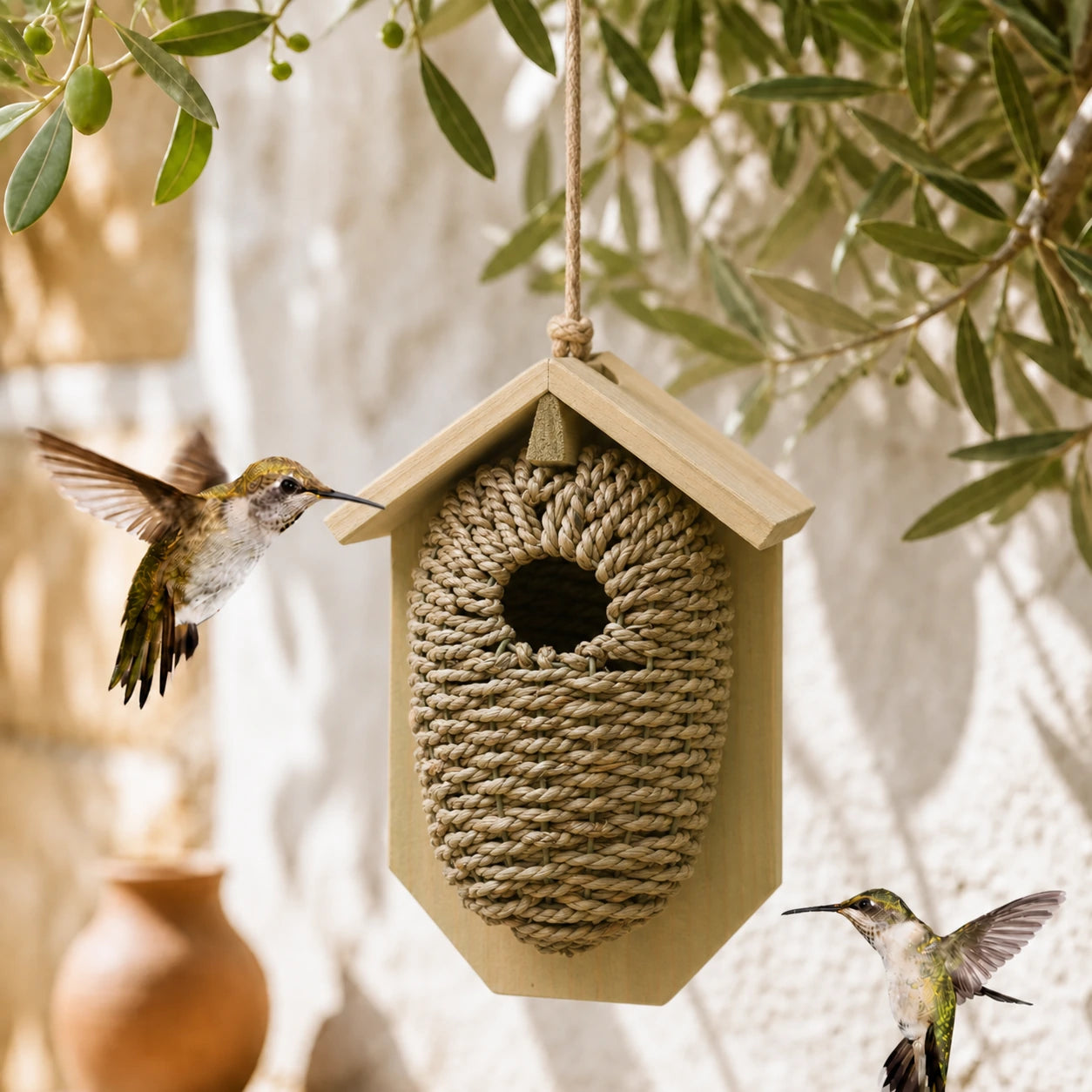 Birdhouse hanging in seagrass