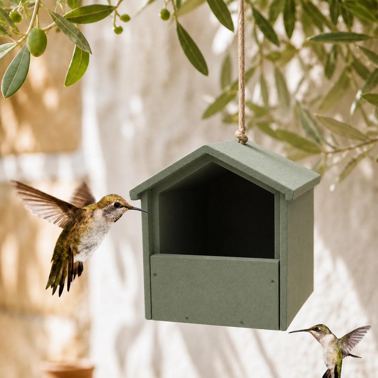 Birdhouse in concrete with open front