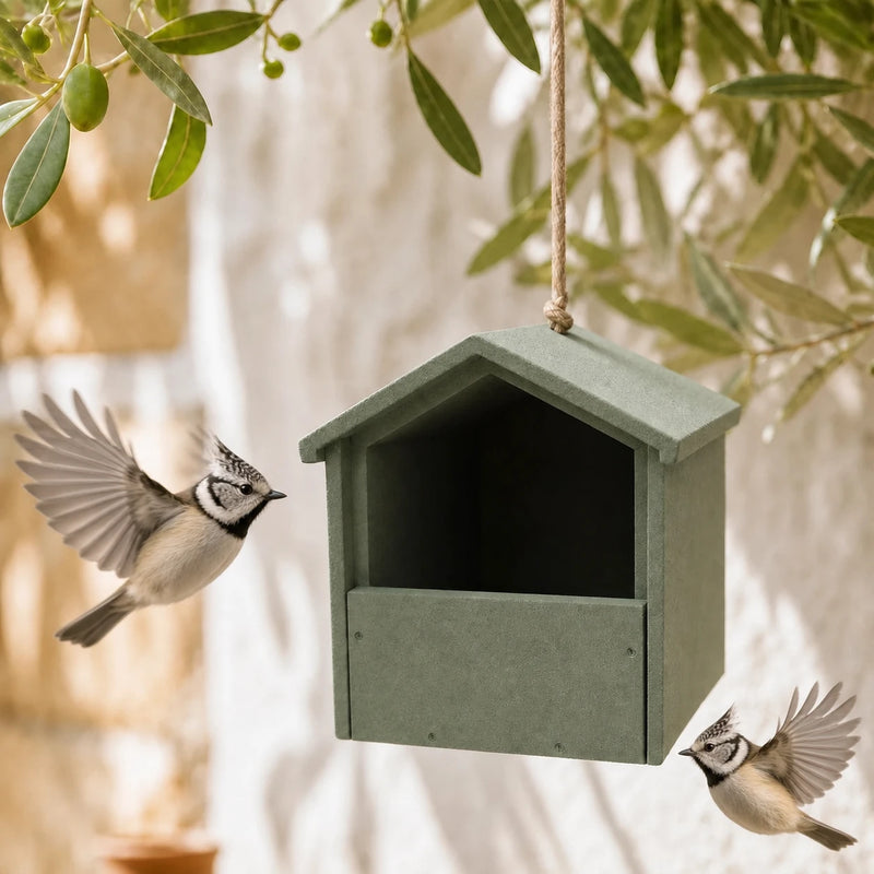 Birdhouse in concrete with open front