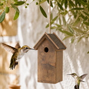 Birdhouse with bitumen roof brown size 13,8 × 18,3 × 31,5 cm