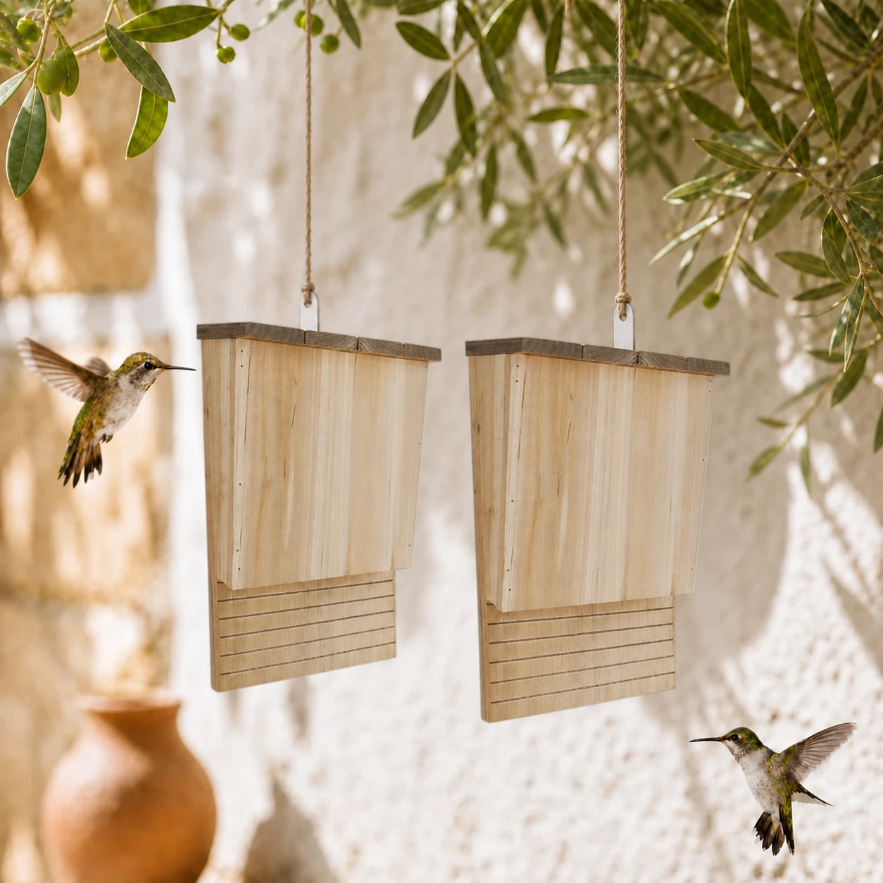 Set of 2 birdhouses with bats 22 × 12 × 34 cm