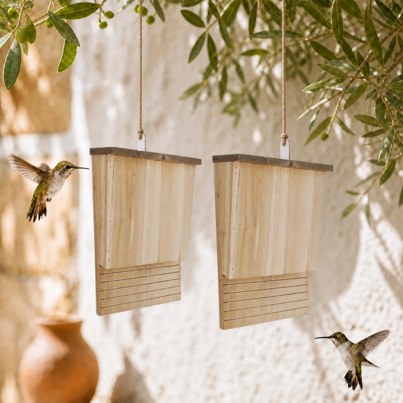 Set of 2 birdhouses with bats 22 × 12 × 34 cm