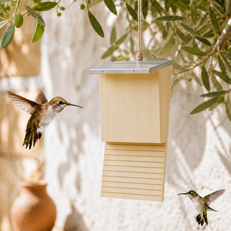 Birdhouse bat in wood with zinc roof