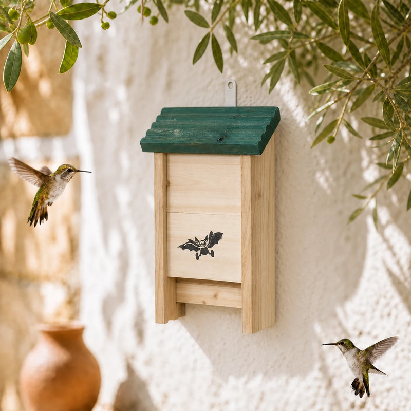 Bat box with green roof