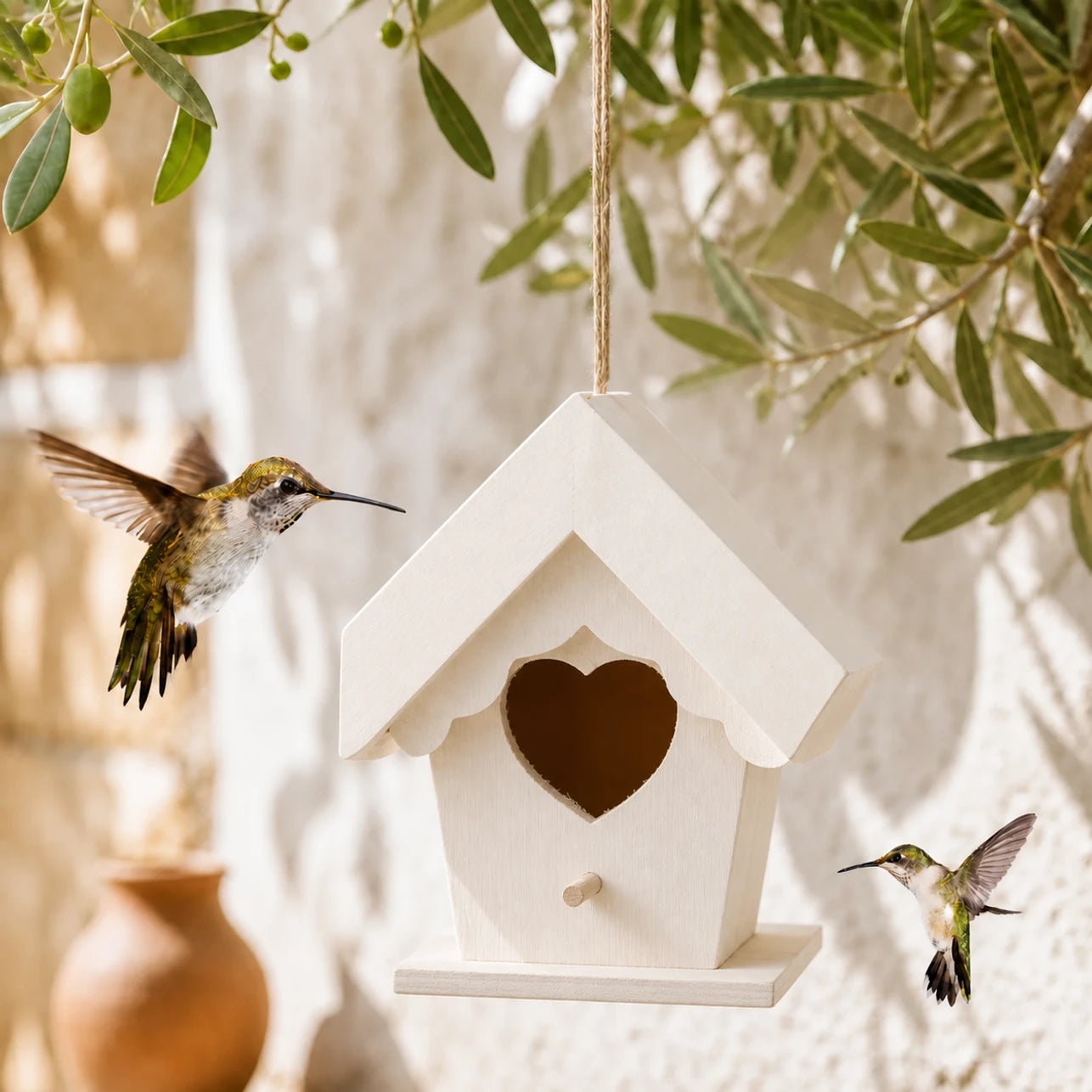 Birdhouse in wood white