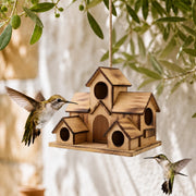 Birdhouse village in wood with five compartments