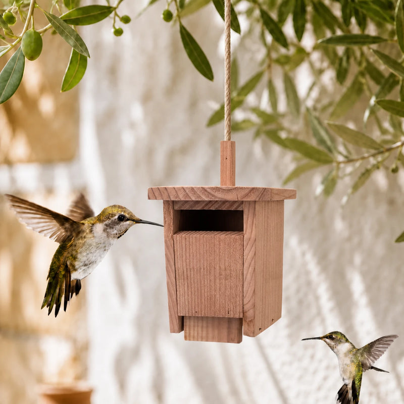 Birdhouse vertical in wood anthracite with open front