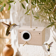 Birdhouse square in wood with roof removable size 12 × 12 × 19,5 cm