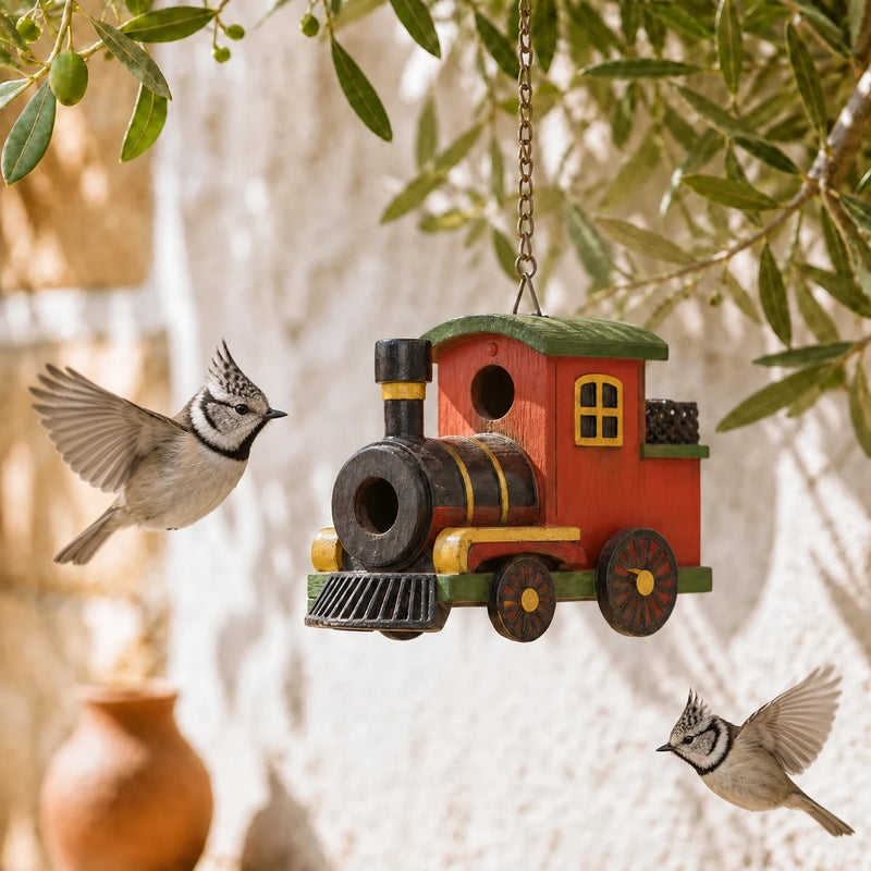 Birdhouse decorative in shape of train