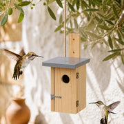 Birdhouse in wood natural with zinc roof 30 mm