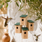 Set of 4 birdhouses in pine wood