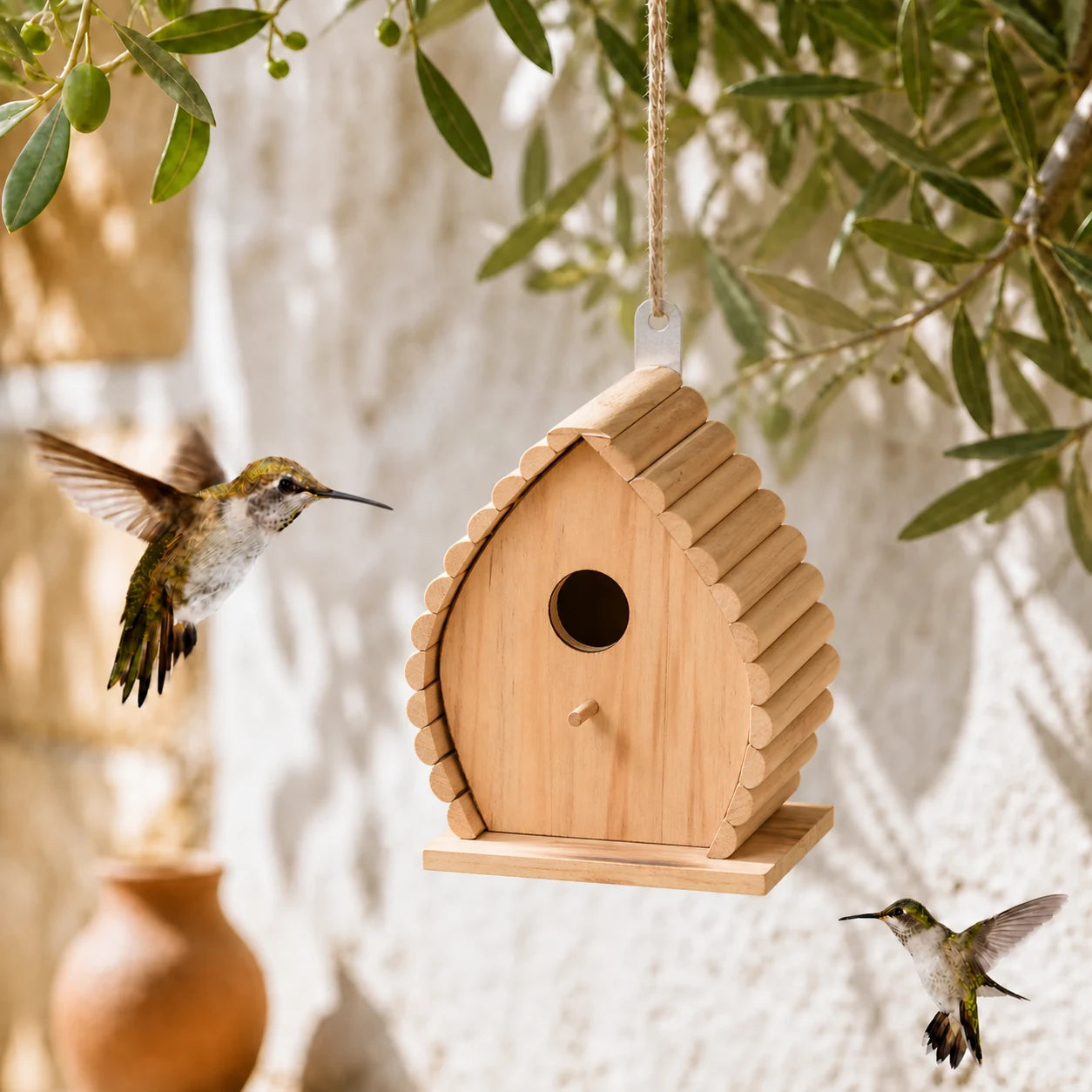 Birdhouse in wood flame