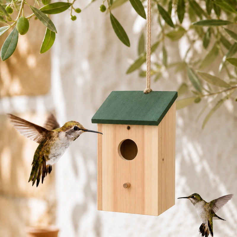 Birdhouse vertical with green roof