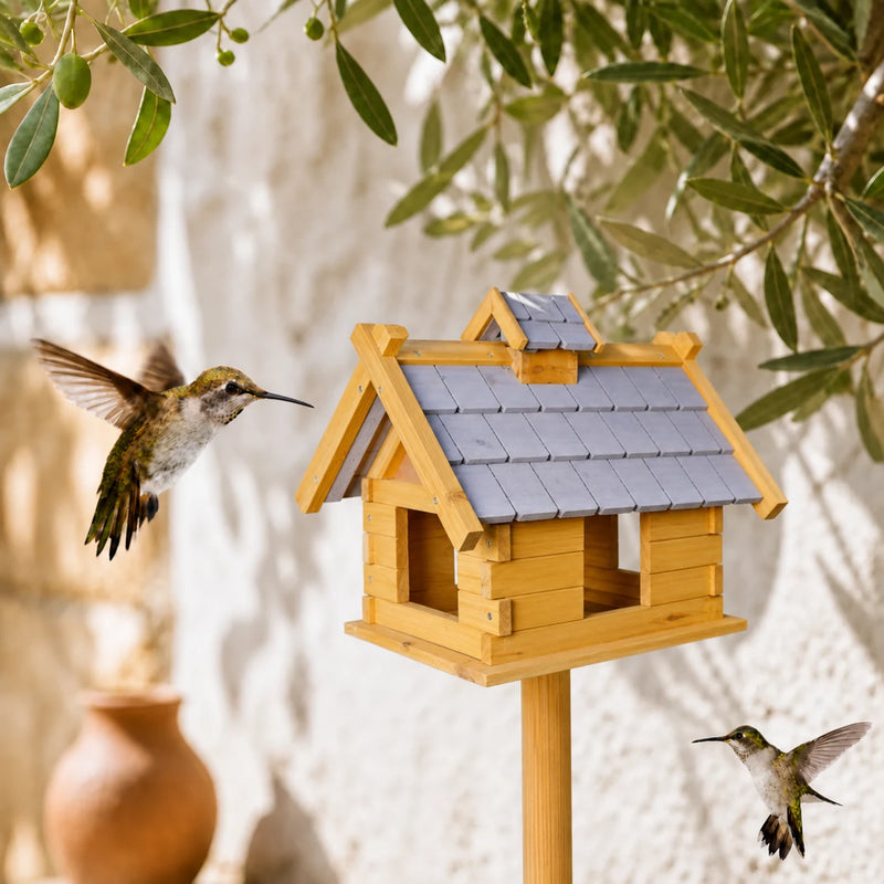 Birdhouse in wood grey for birds