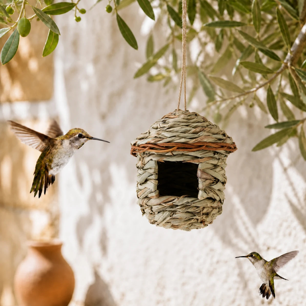 Birdhouse woven in grass of reed