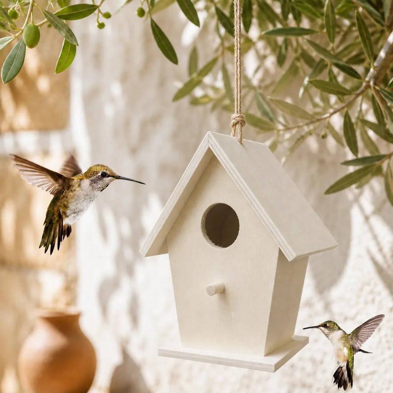 Birdhouse white hanging