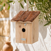 Birdhouse with roof in bark entrance 32 mm