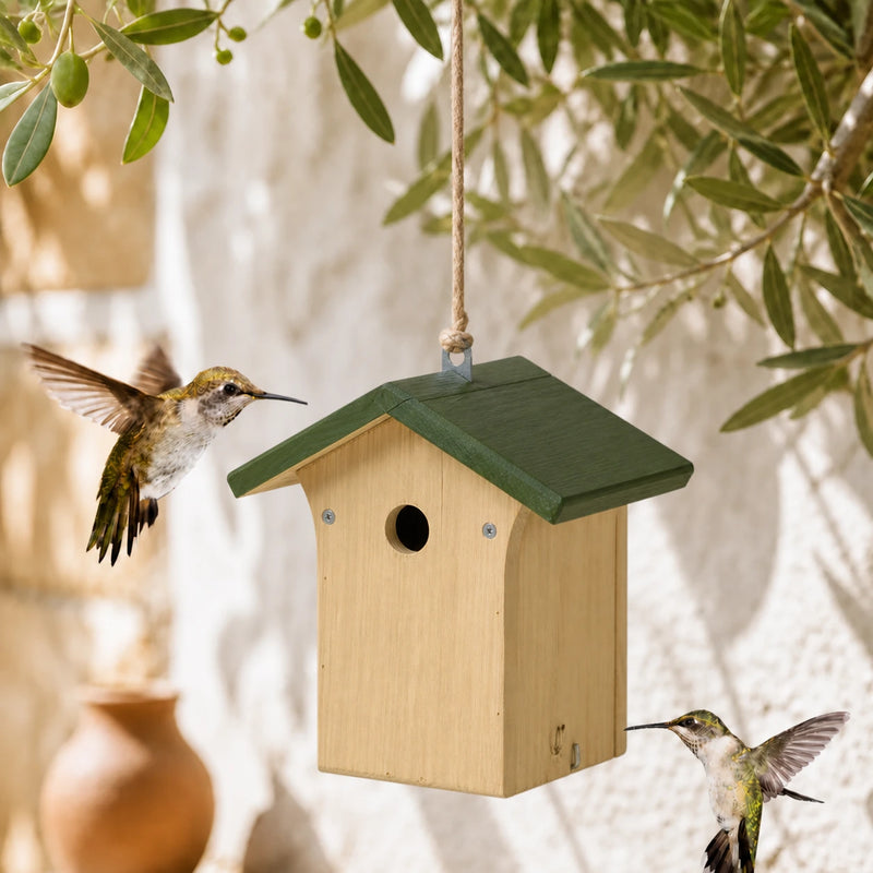 Birdhouse in wood natural entrance 28 mm