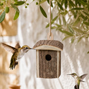 Birdhouse style rustic in wood brown size 12 × 11,5 × 18 cm