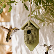 Birdhouse in wood and seagrass green size 15,2 × 10,2 × 26,2 cm
