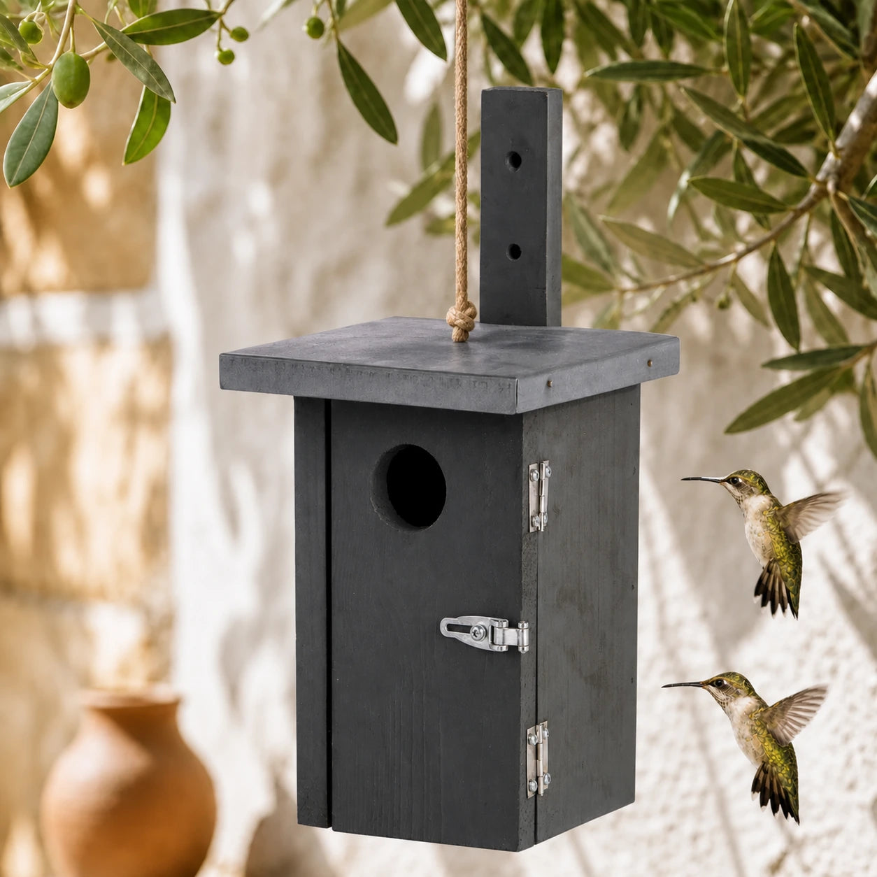 Birdhouse grey compact with roof flat 30 mm