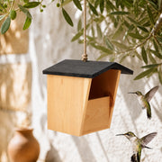 Birdhouse semi-open in wood with roof black