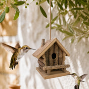 Birdhouse in wood brown size 20 × 17 × 19 cm