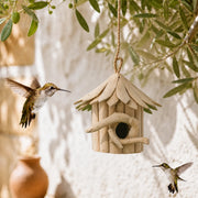 Birdhouse round in wood of albesia 20 x 18 cm