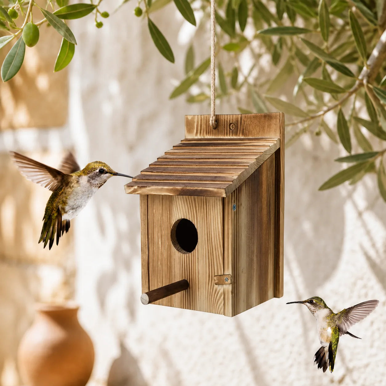 Birdhouse canopy burnt
