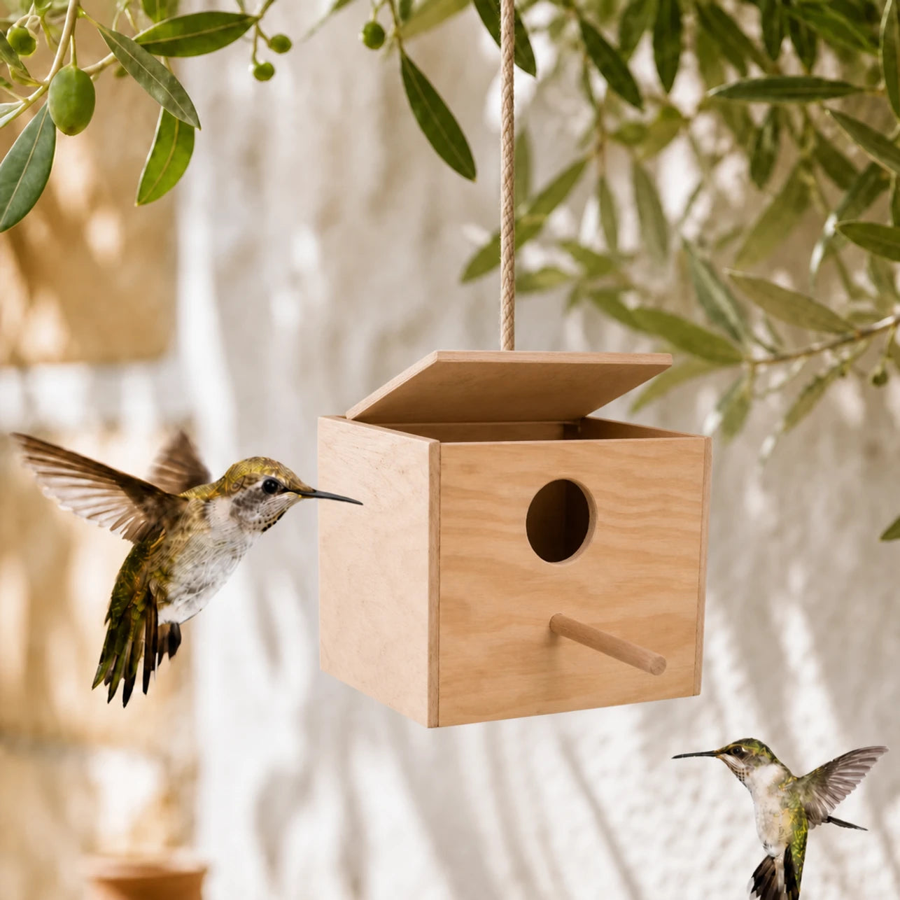 Birdhouse in wood brown size 30 × 20 × 20 cm