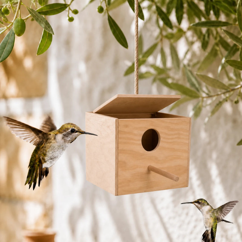 Birdhouse in wood brown size 30 × 20 × 20 cm
