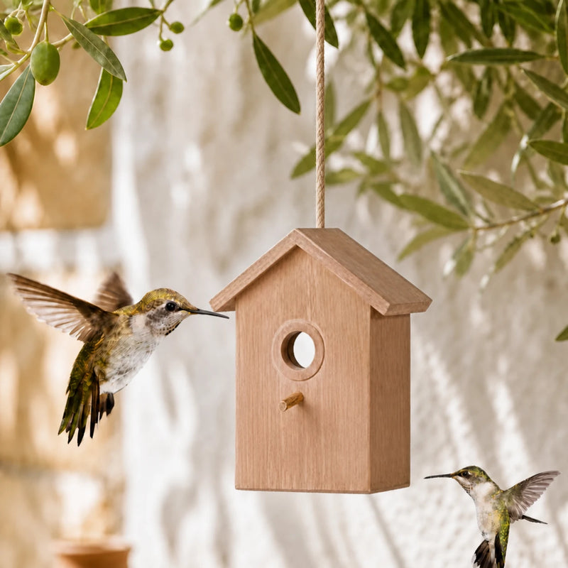Birdhouse observation in wood with front simple