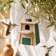 Birdhouse connected with balcony and panels green