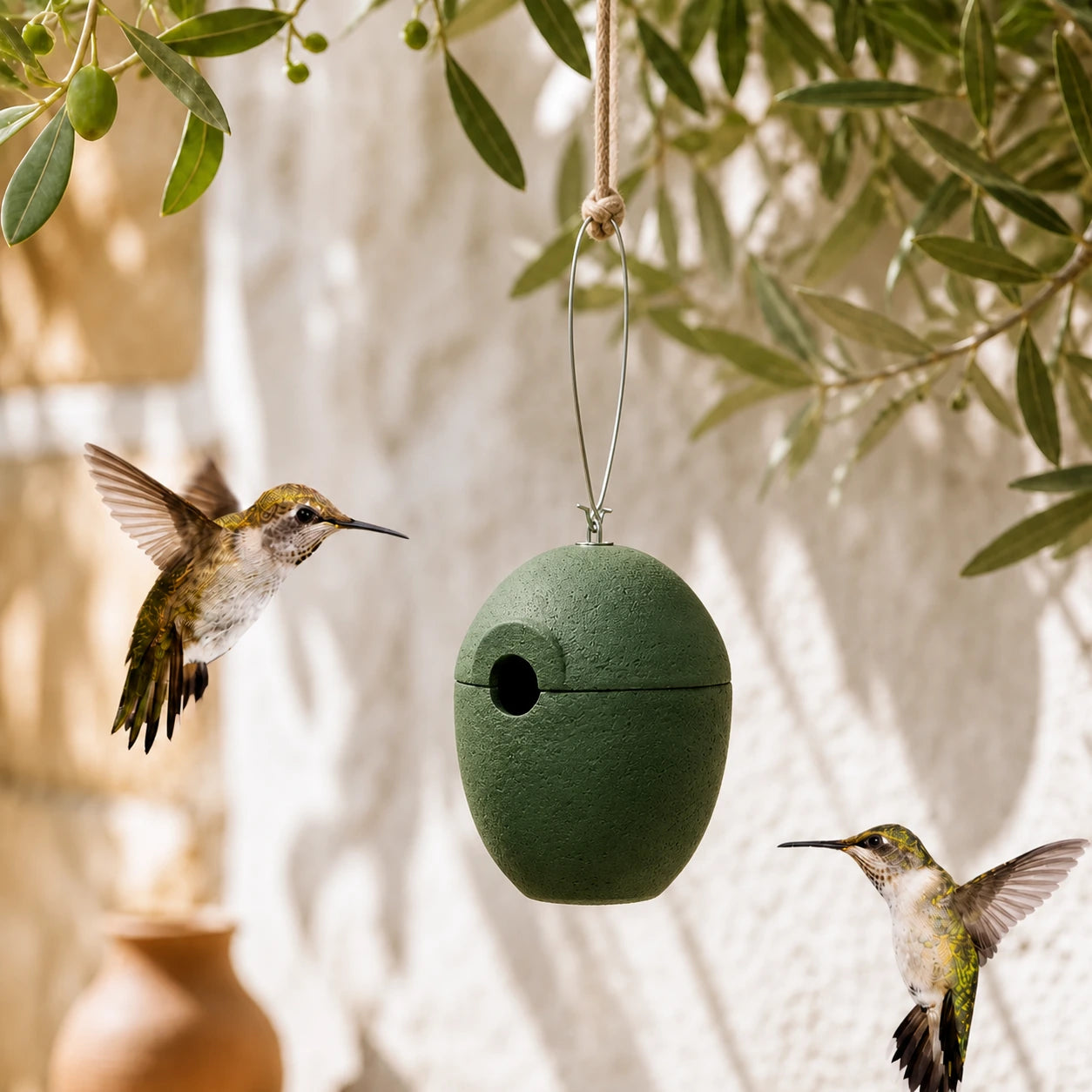 Birdhouse round in wood concrete 32 mm