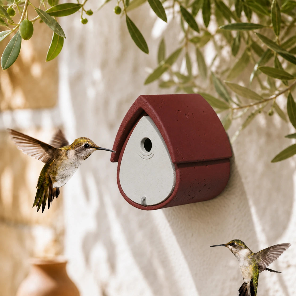 Birdhouse wall-mounted red