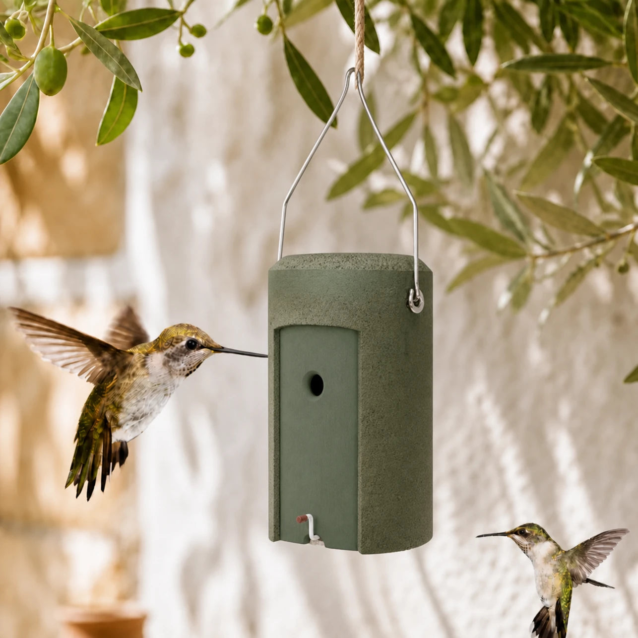 Birdhouse hanging in wood concrete anthracite size 28 × 16 cm
