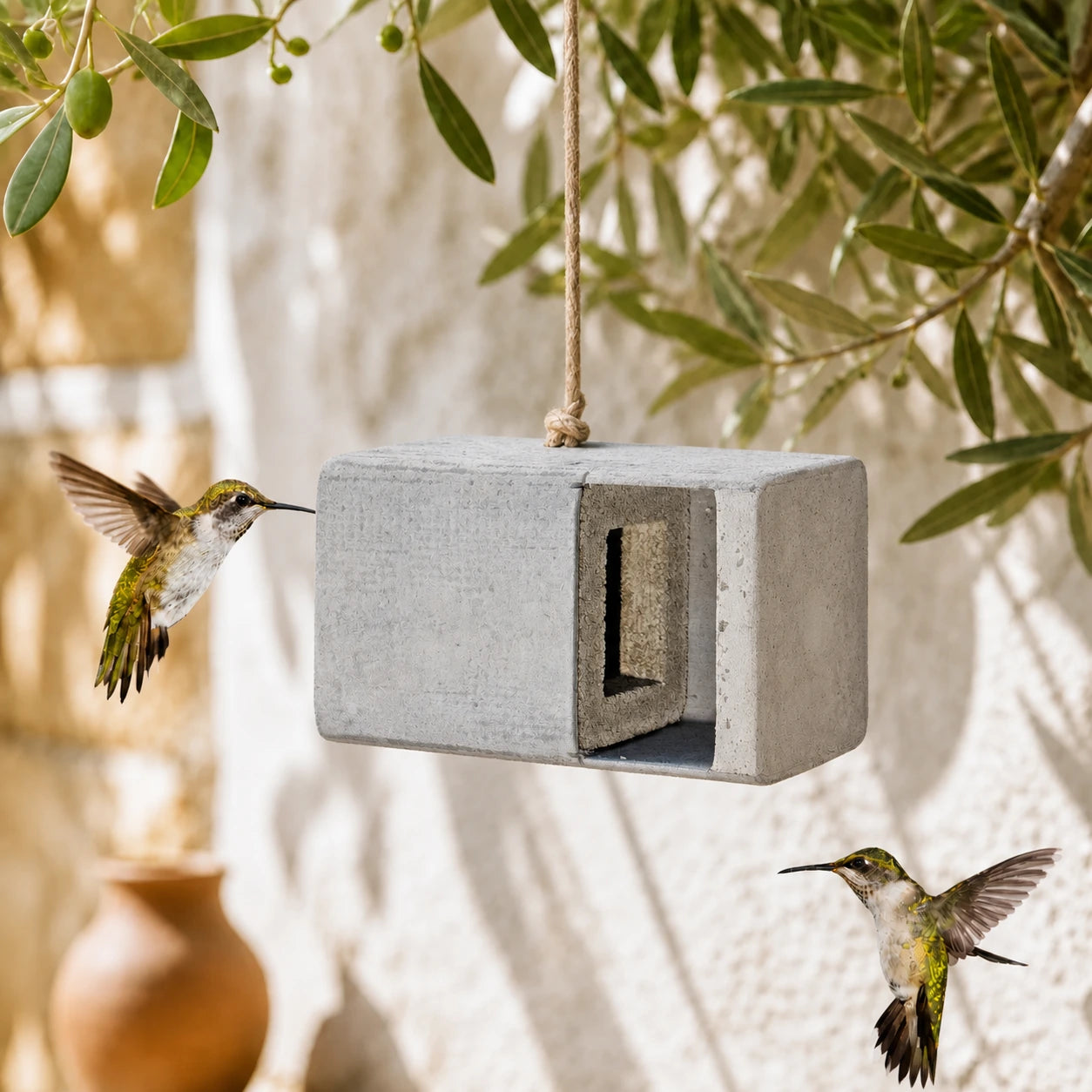 Block-birdhouse wall-mounted built-in
