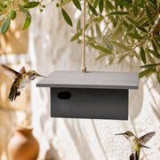 Birdhouse horizontal with roof black and entrance oval