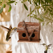 Birdhouse in wood brown size 16 × 16 × 16 cm