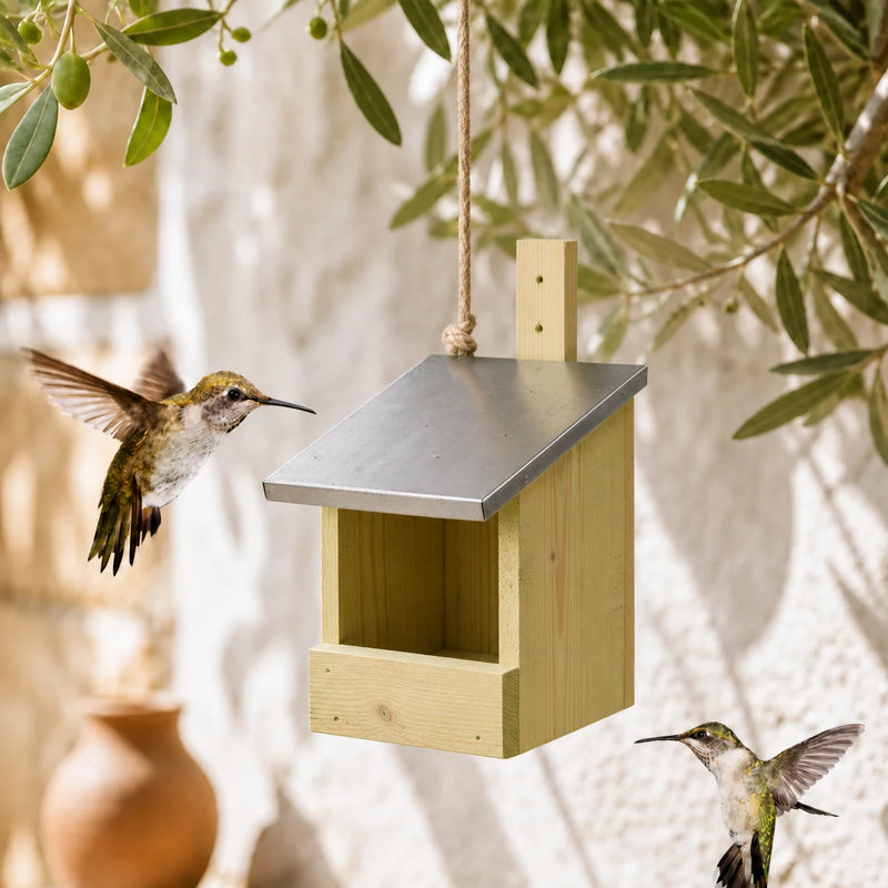 Birdhouse with roof metal